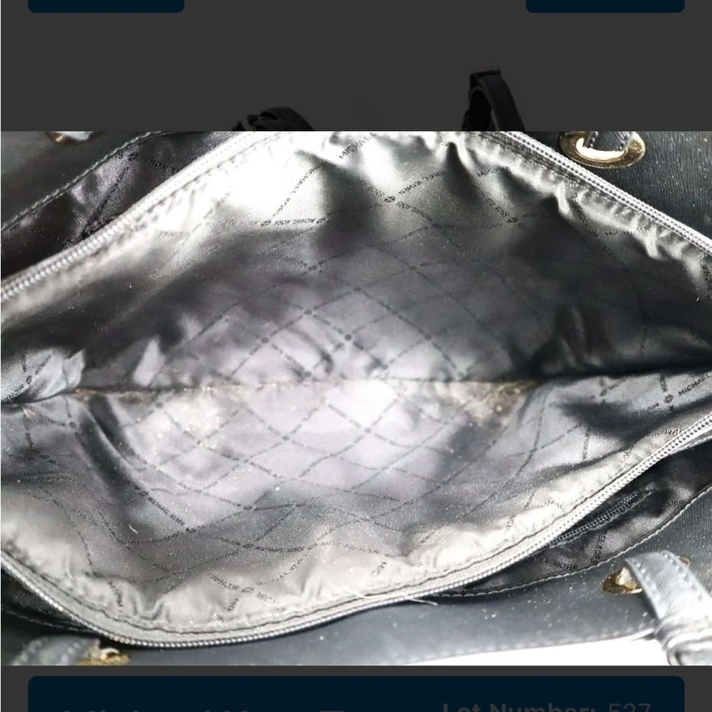 Michael Kors Black Leather Tote with Gold Accents